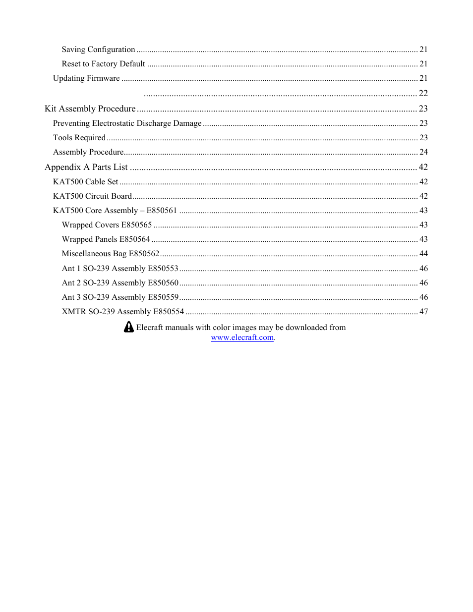 Elecraft KAT500 Owners Manual User Manual | Page 3 / 50