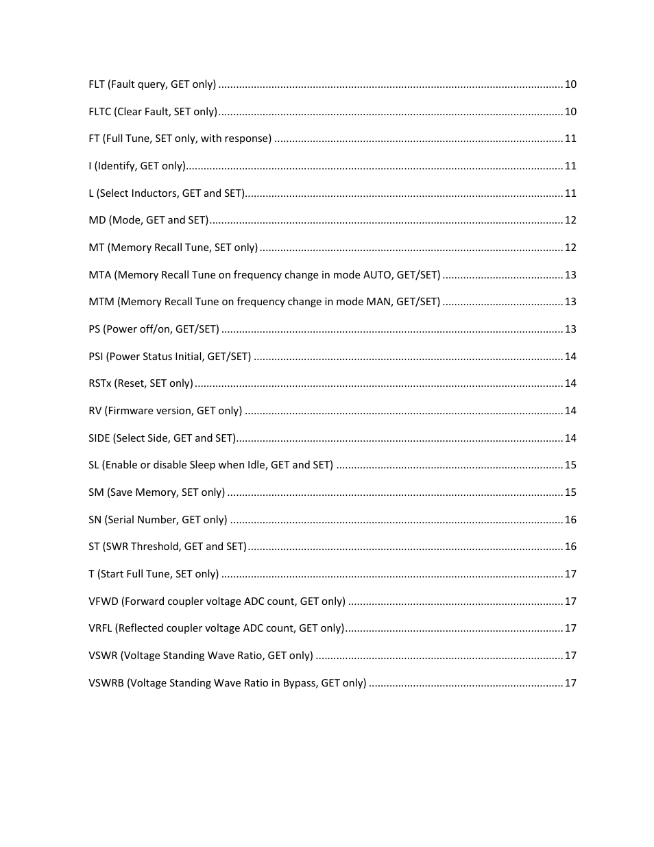 Elecraft KAT500 Serial Command Reference User Manual | Page 2 / 17