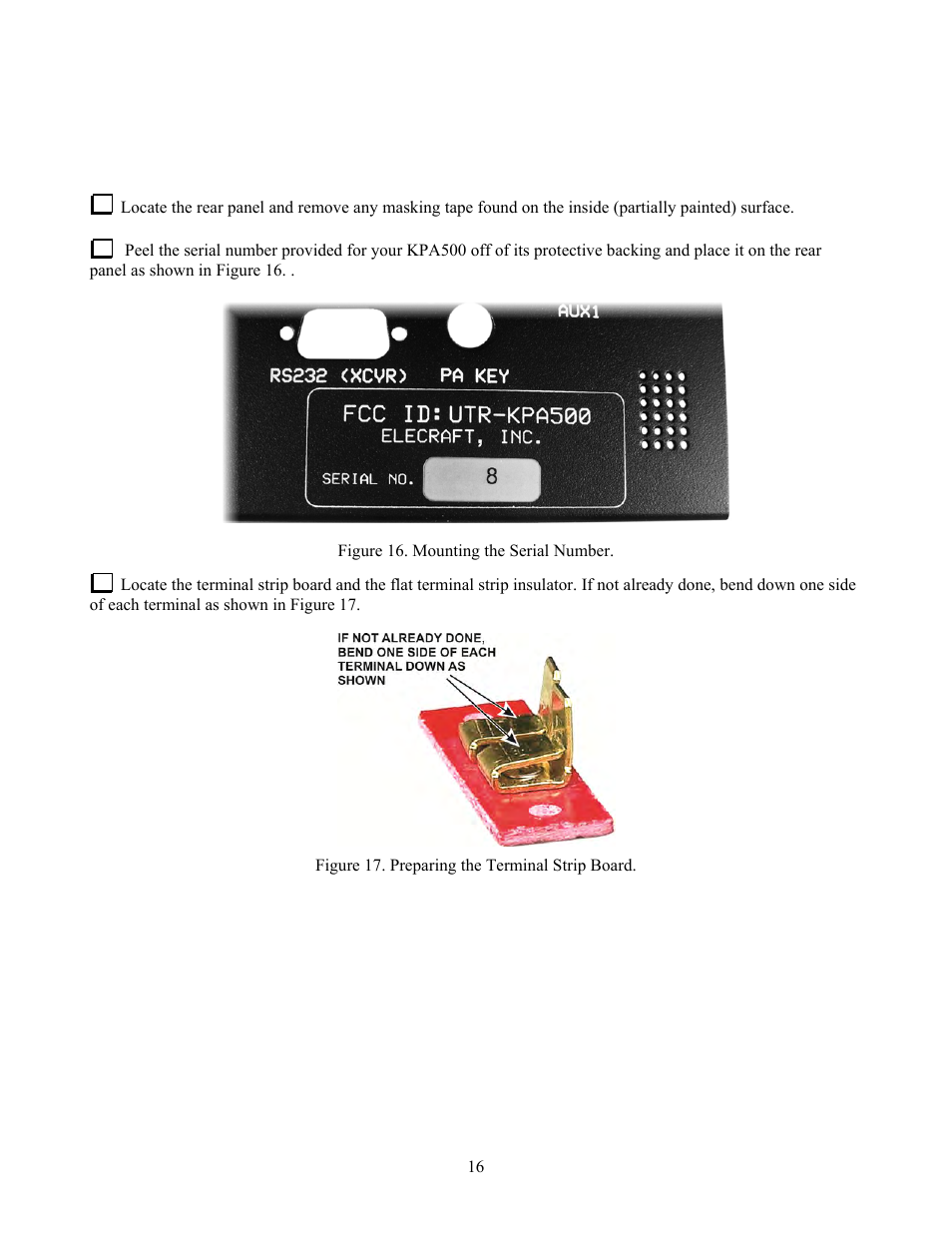 Rear panel | Elecraft KPA500 Kit Assembly Manual User Manual | Page 17 / 54