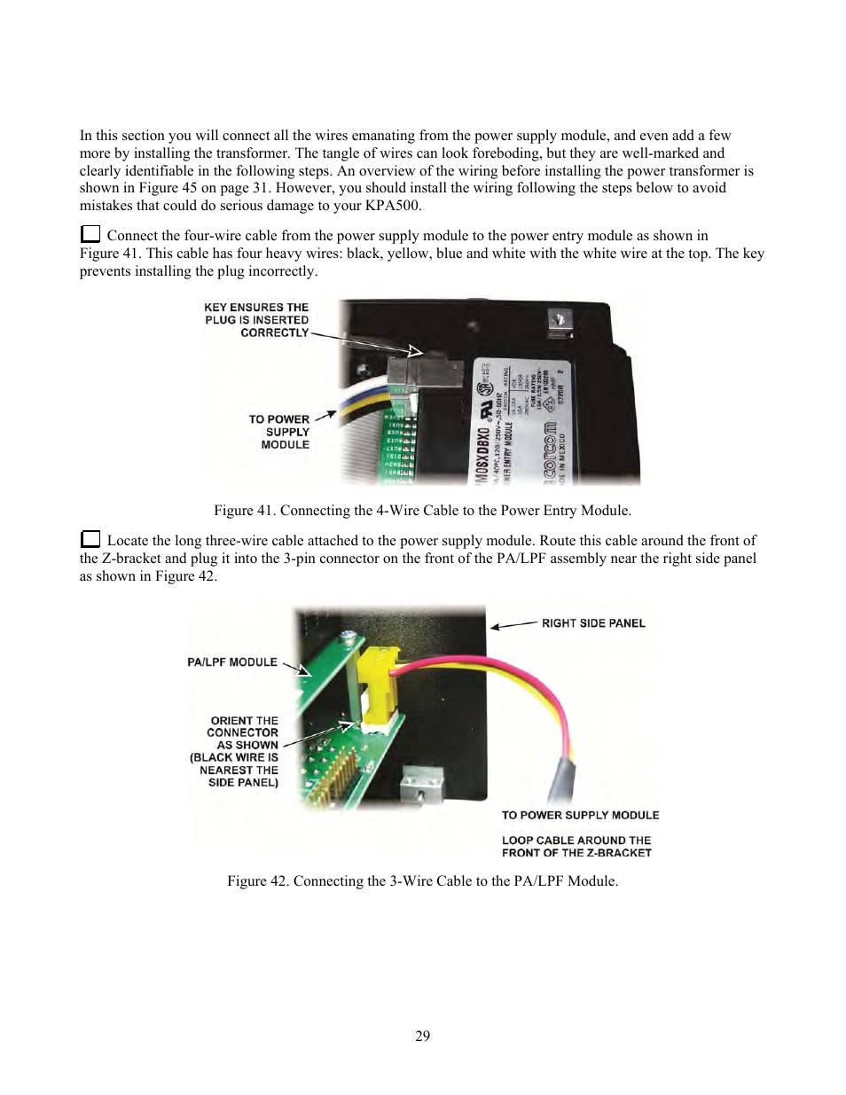 Power supply wiring | Elecraft KPA500 Kit Assembly Manual User Manual | Page 30 / 54