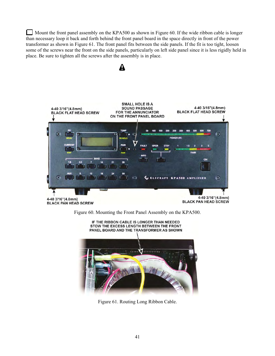 Caution | Elecraft KPA500 Kit Assembly Manual User Manual | Page 42 / 54