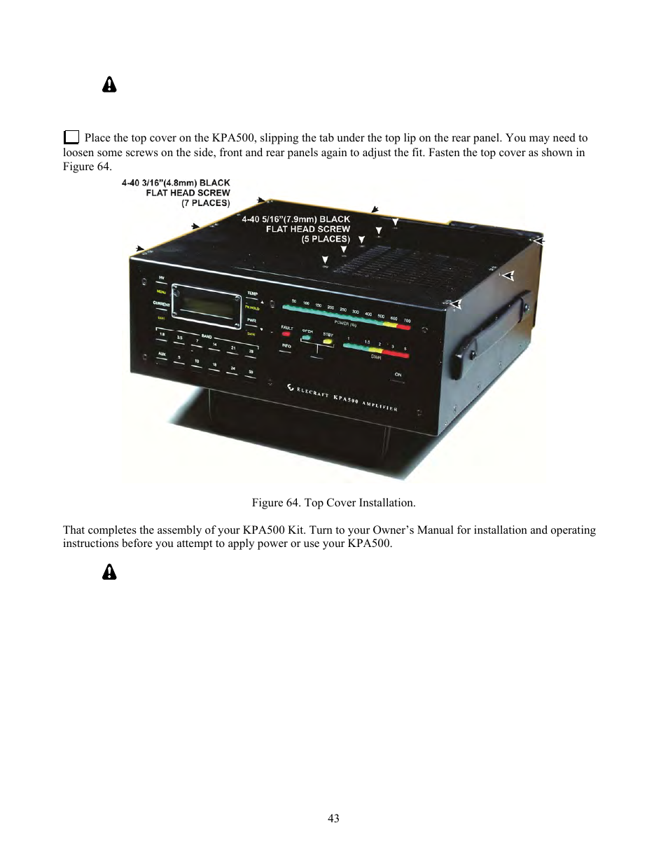 Elecraft KPA500 Kit Assembly Manual User Manual | Page 44 / 54