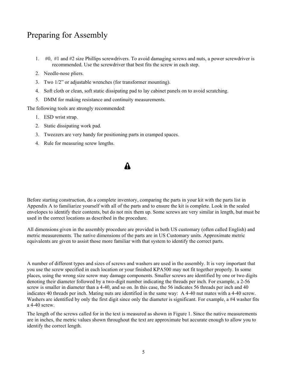 Preparing for assembly | Elecraft KPA500 Kit Assembly Manual User Manual | Page 6 / 54