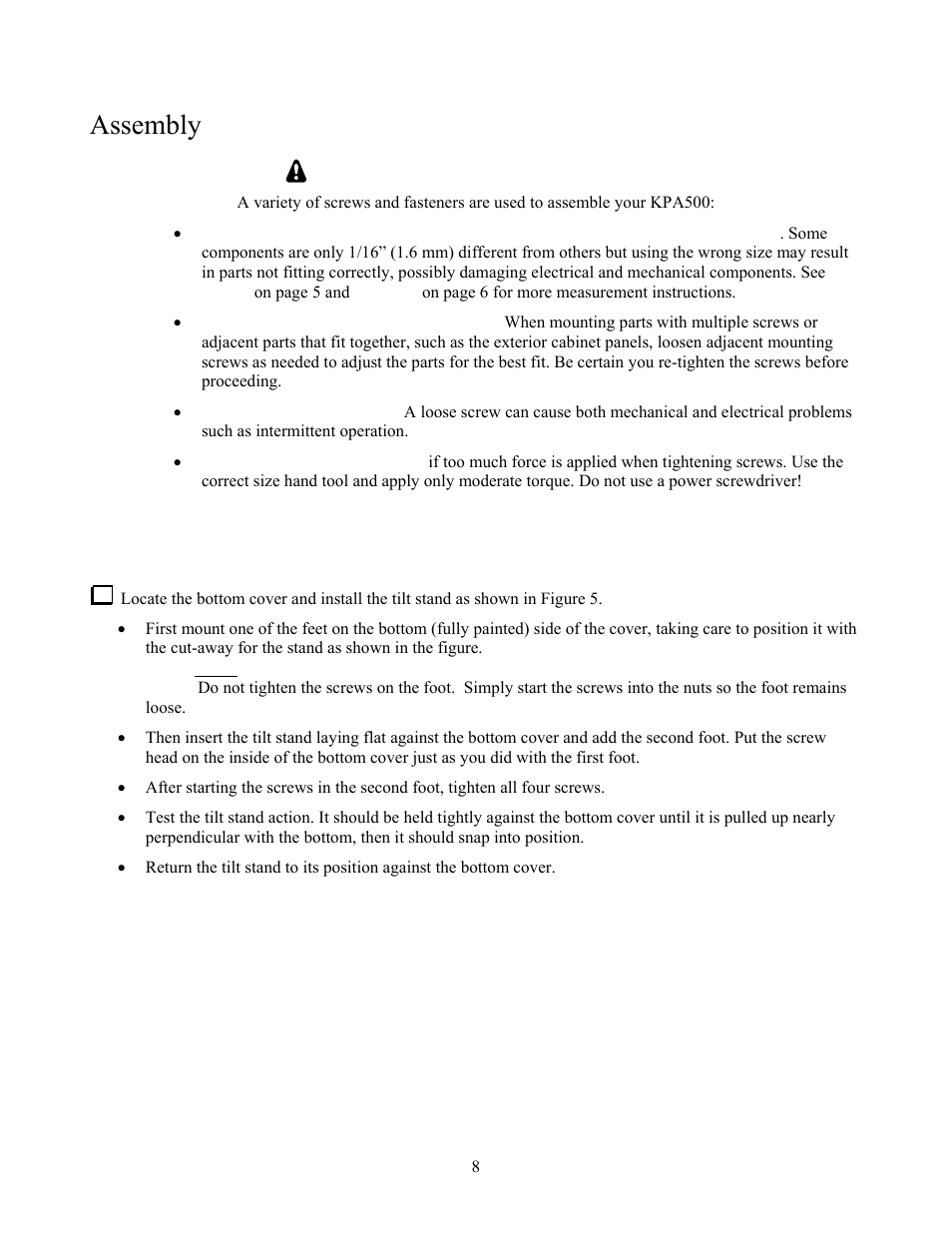 Assembly, Bottom cover feet | Elecraft KPA500 Kit Assembly Manual User Manual | Page 9 / 54