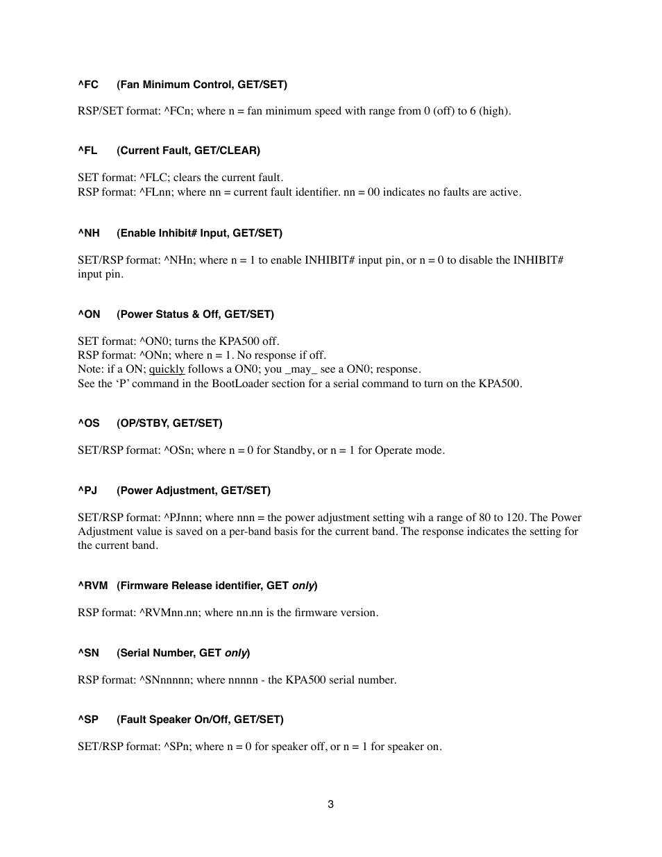 Elecraft KPA500 Prog. Reference User Manual | Page 3 / 5