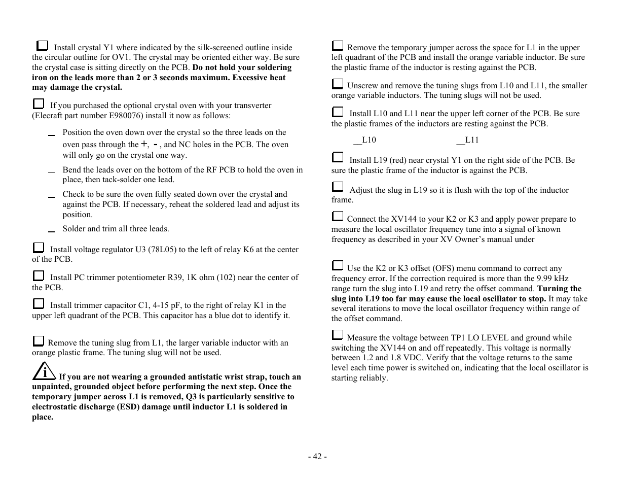 Elecraft XV Assembly Manual for XV222 User Manual | Page 45 / 57