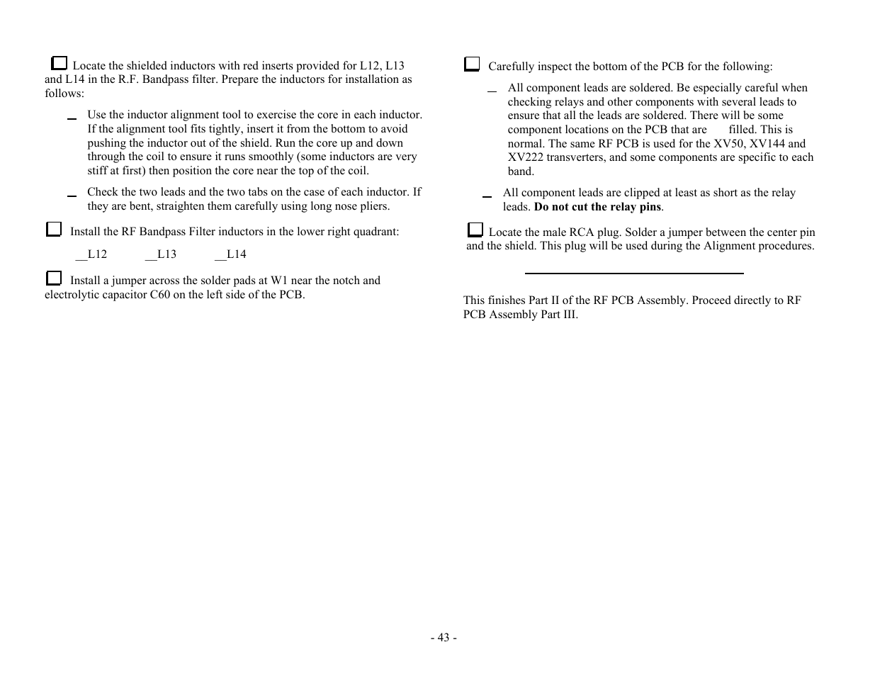 Elecraft XV Assembly Manual for XV222 User Manual | Page 46 / 57