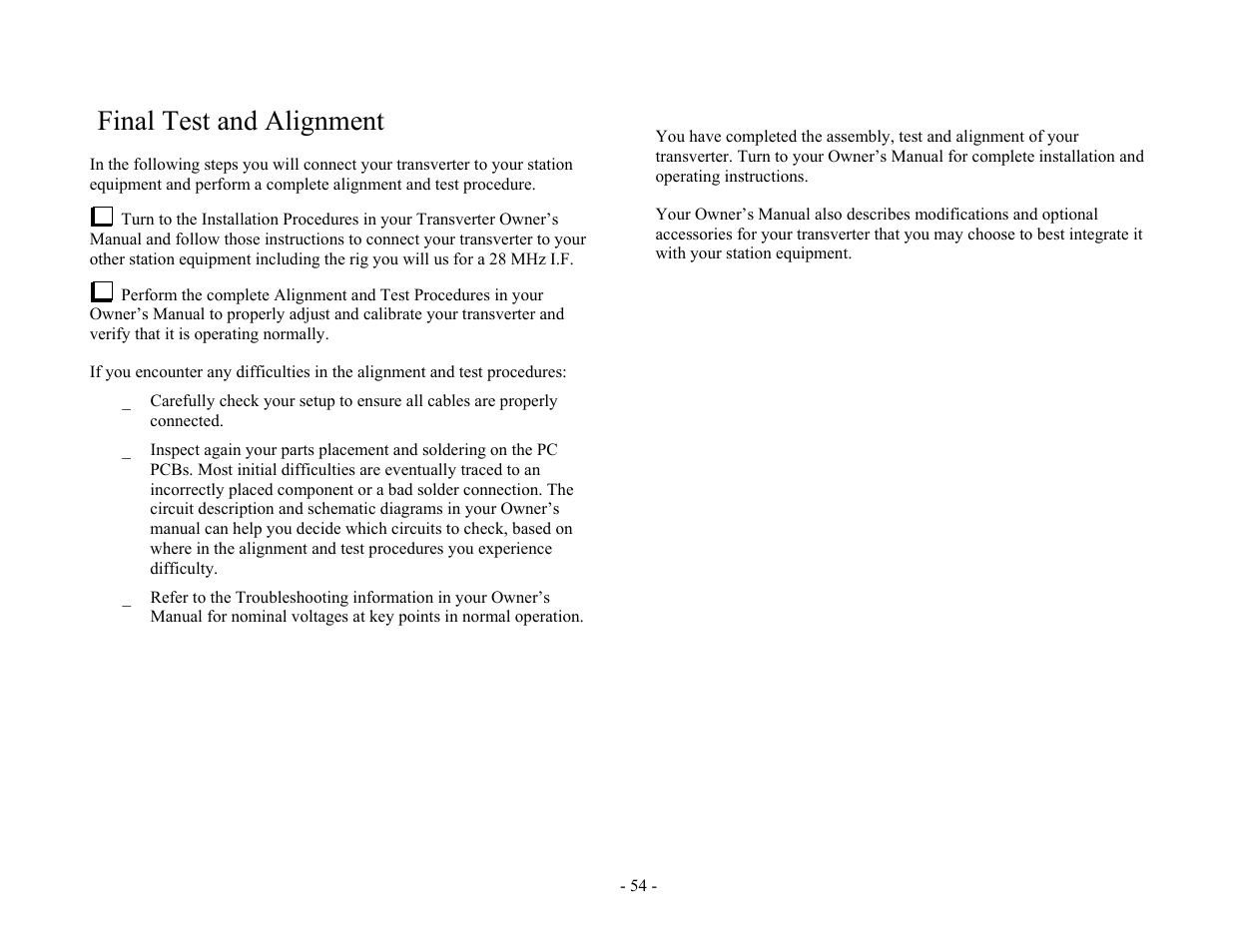 Final test and alignment | Elecraft XV Assembly Manual for XV222 User Manual | Page 57 / 57
