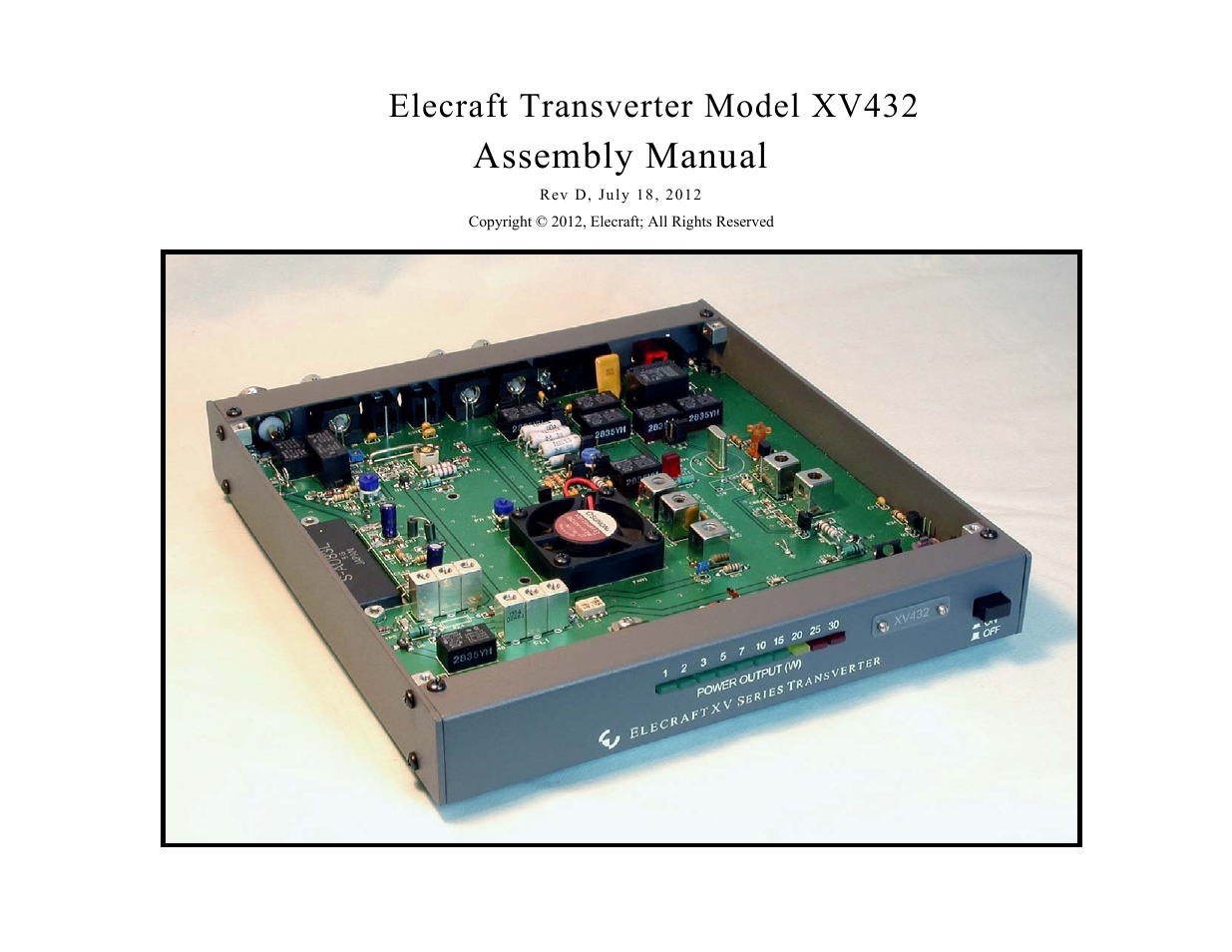 Elecraft XV Assembly Manual for XV432 MHz User Manual | 48 pages