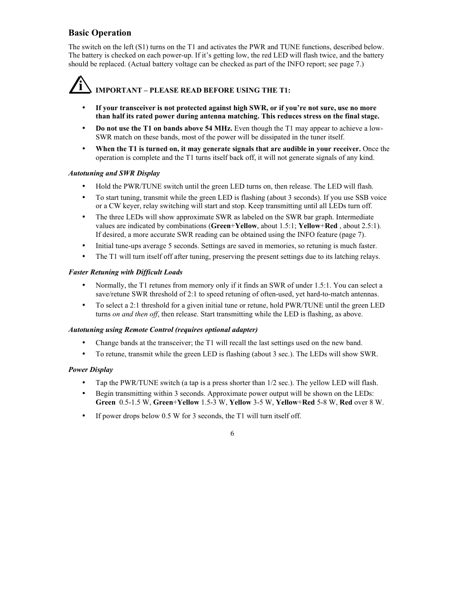 Elecraft T1 ATU Owner's Manual User Manual | Page 6 / 12