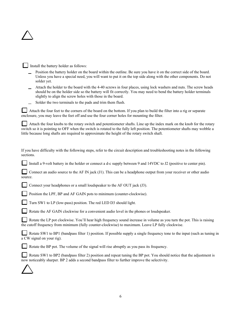 Elecraft AF1 Audio Filter User Manual | Page 6 / 9