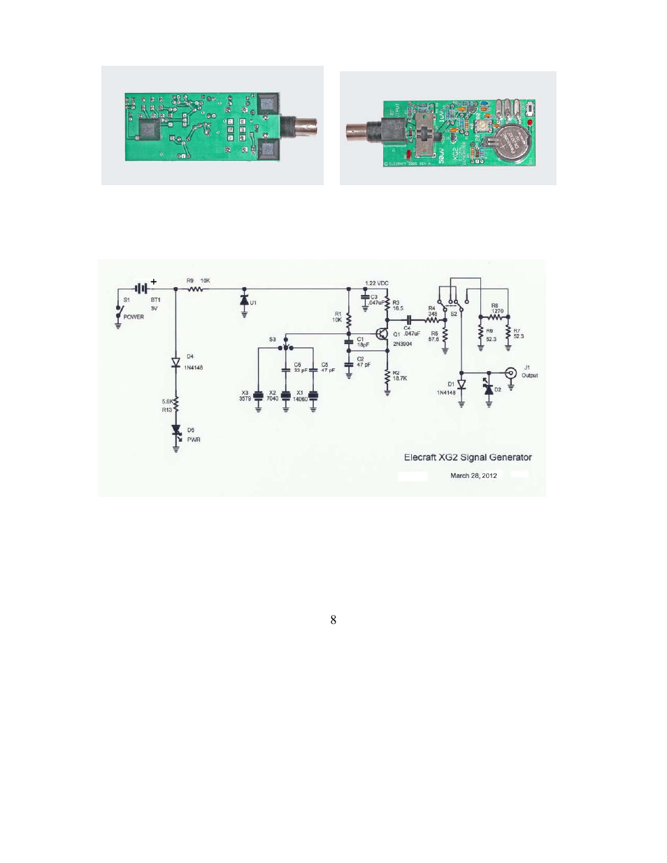 Photos, Schematic | Elecraft XG2 Manual User Manual | Page 8 / 8