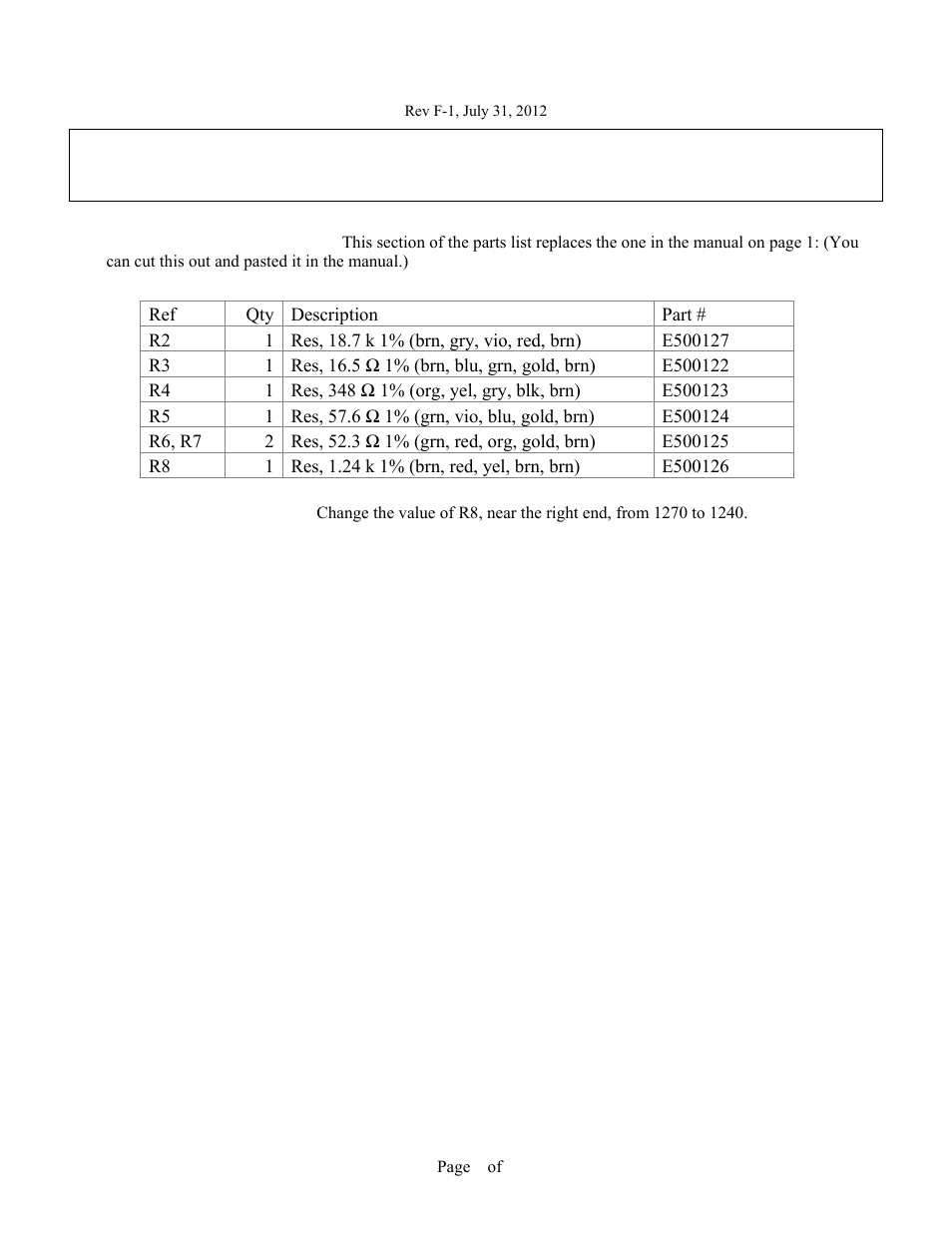 Elecraft XG2 Manual Errata User Manual | 1 page