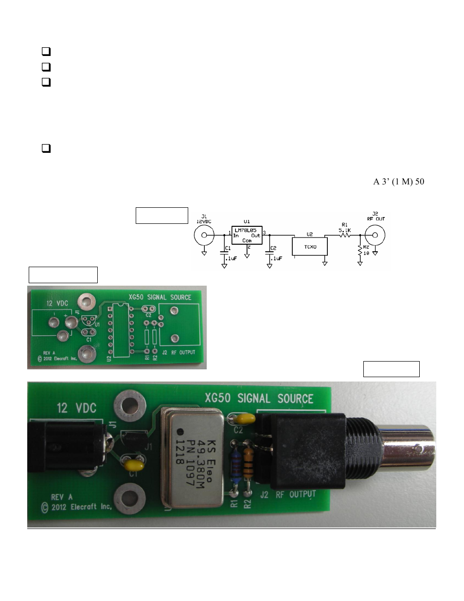 Initial test, Using the xg50 | Elecraft XG50 User Manual | Page 2 / 2