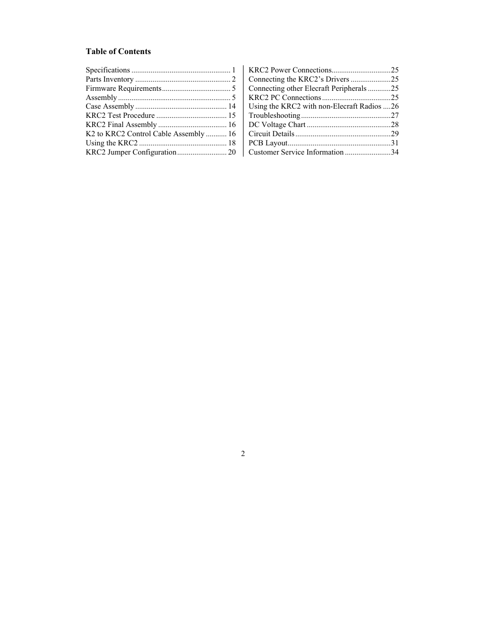 Elecraft KRC2 Manual User Manual | Page 2 / 34