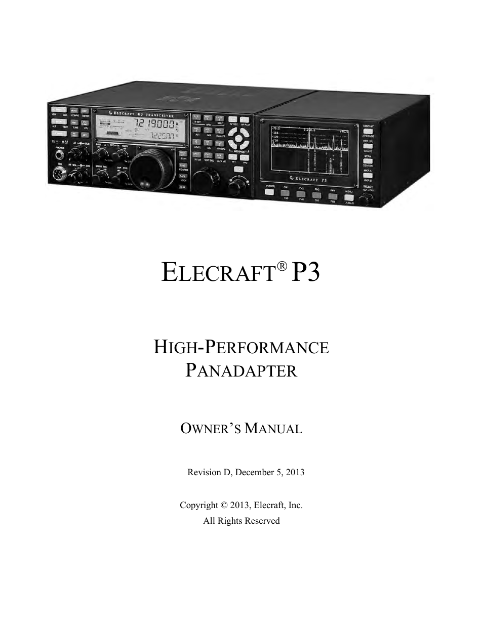 Elecraft P3 High-Performance Panadapter Manual User Manual | 60 pages