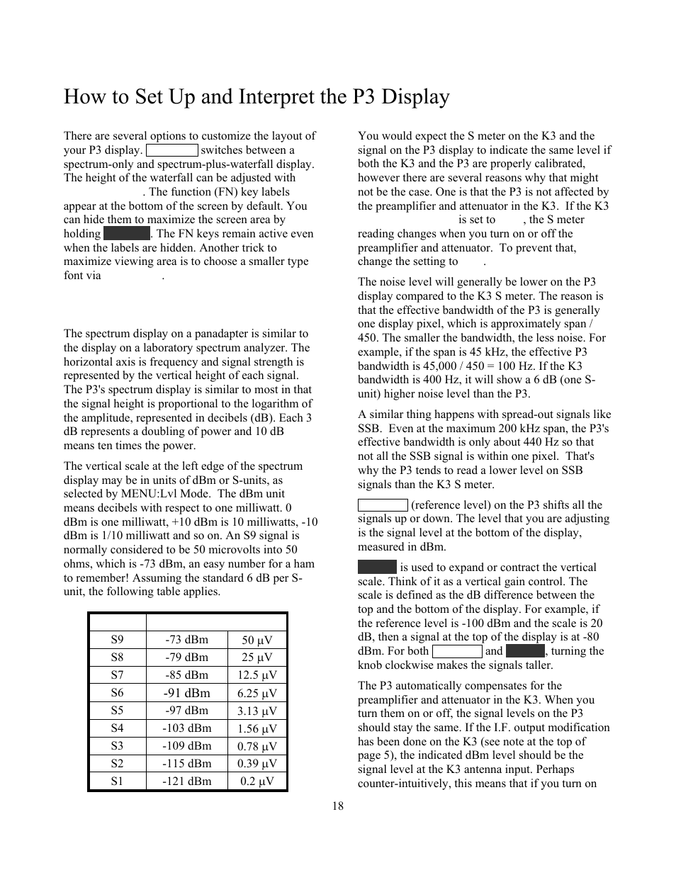 How to set up and interpret the p3 display, Spectrum display | Elecraft P3 High-Performance Panadapter Manual User Manual | Page 18 / 60