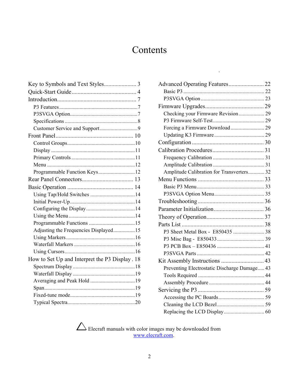 Elecraft P3 High-Performance Panadapter Manual User Manual | Page 2 / 60