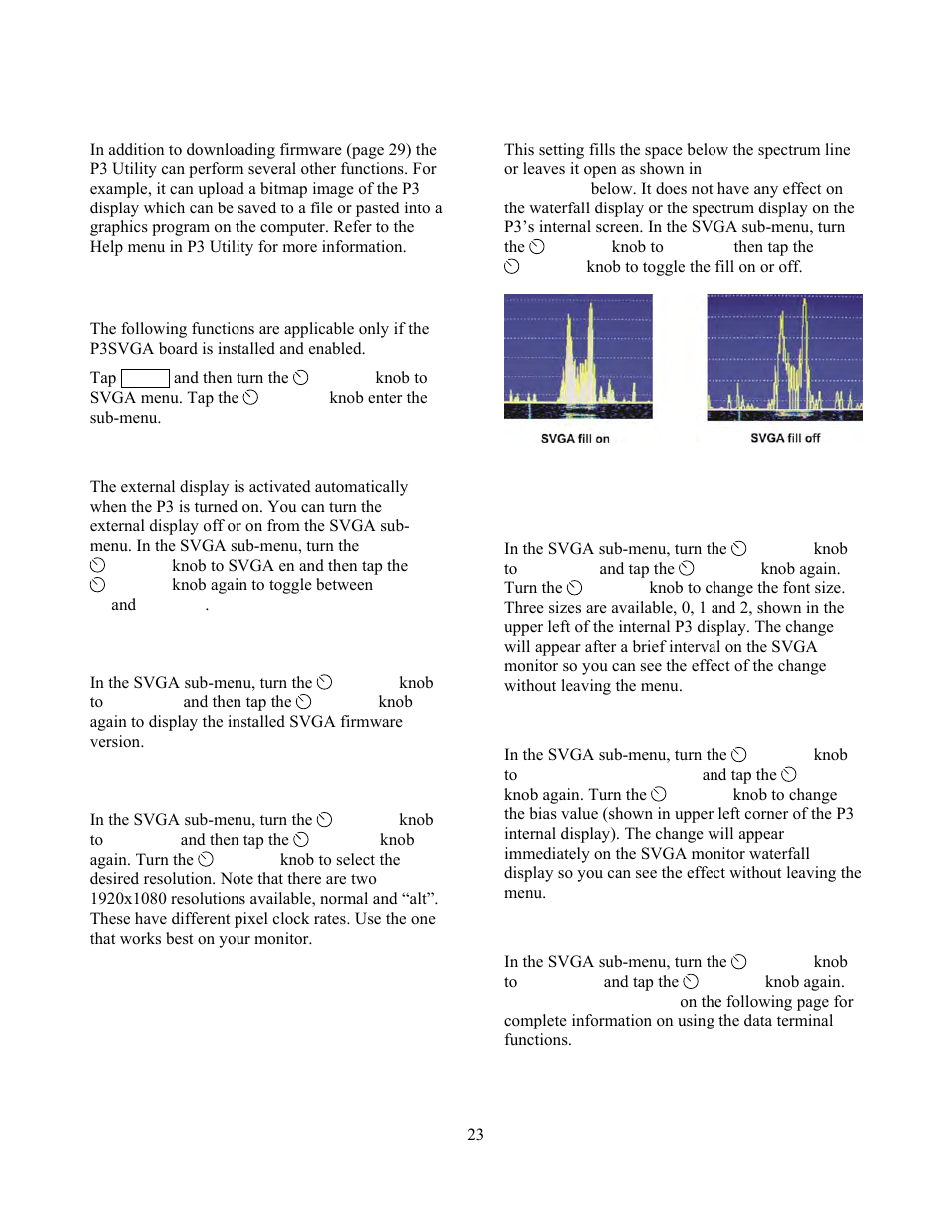 P3svga option | Elecraft P3 High-Performance Panadapter Manual User Manual | Page 23 / 60