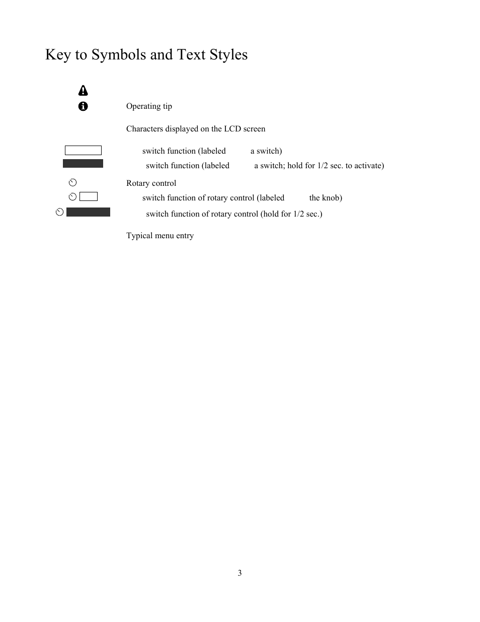 Key to symbols and text styles | Elecraft P3 High-Performance Panadapter Manual User Manual | Page 3 / 60
