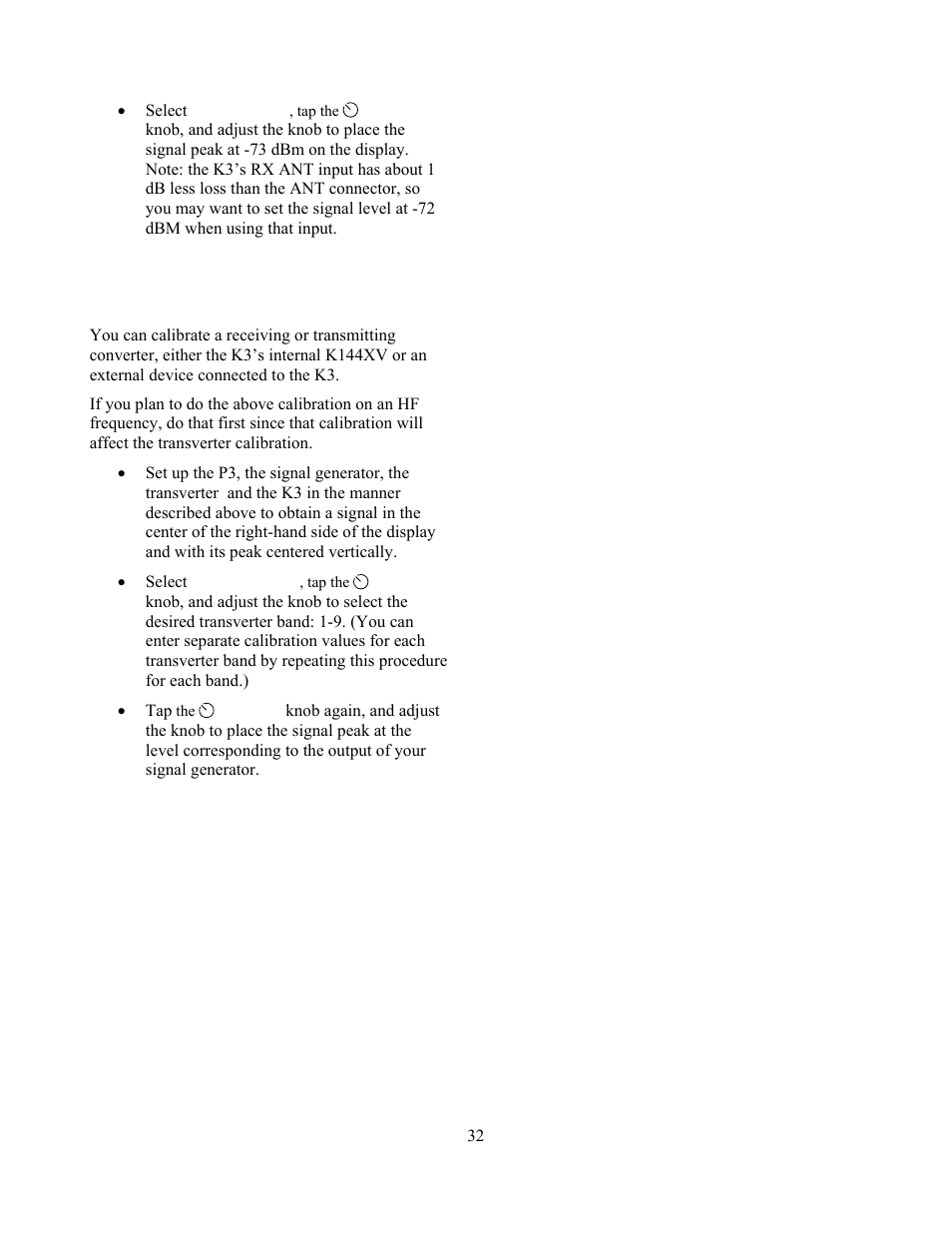 Amplitude calibration for transverters | Elecraft P3 High-Performance Panadapter Manual User Manual | Page 32 / 60