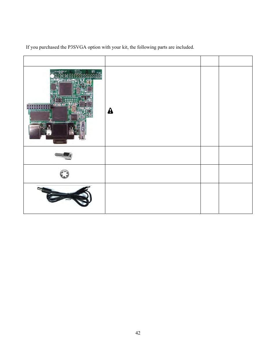 P3svga parts | Elecraft P3 High-Performance Panadapter Manual User Manual | Page 42 / 60