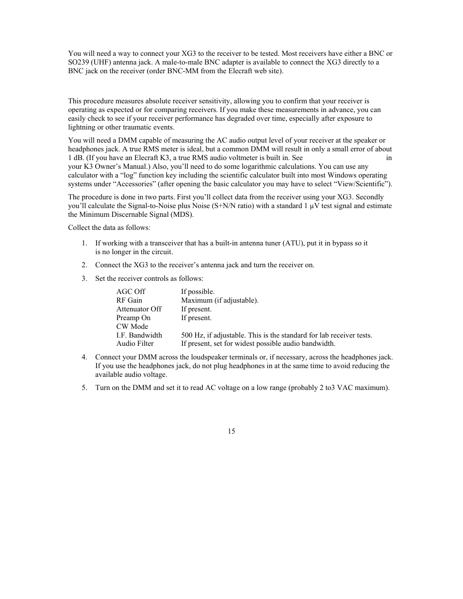 Elecraft XG3 RF User Manual | Page 15 / 31