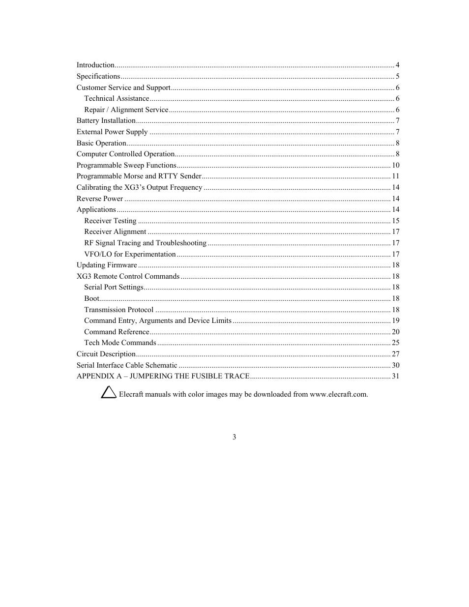 Elecraft XG3 RF User Manual | Page 3 / 31