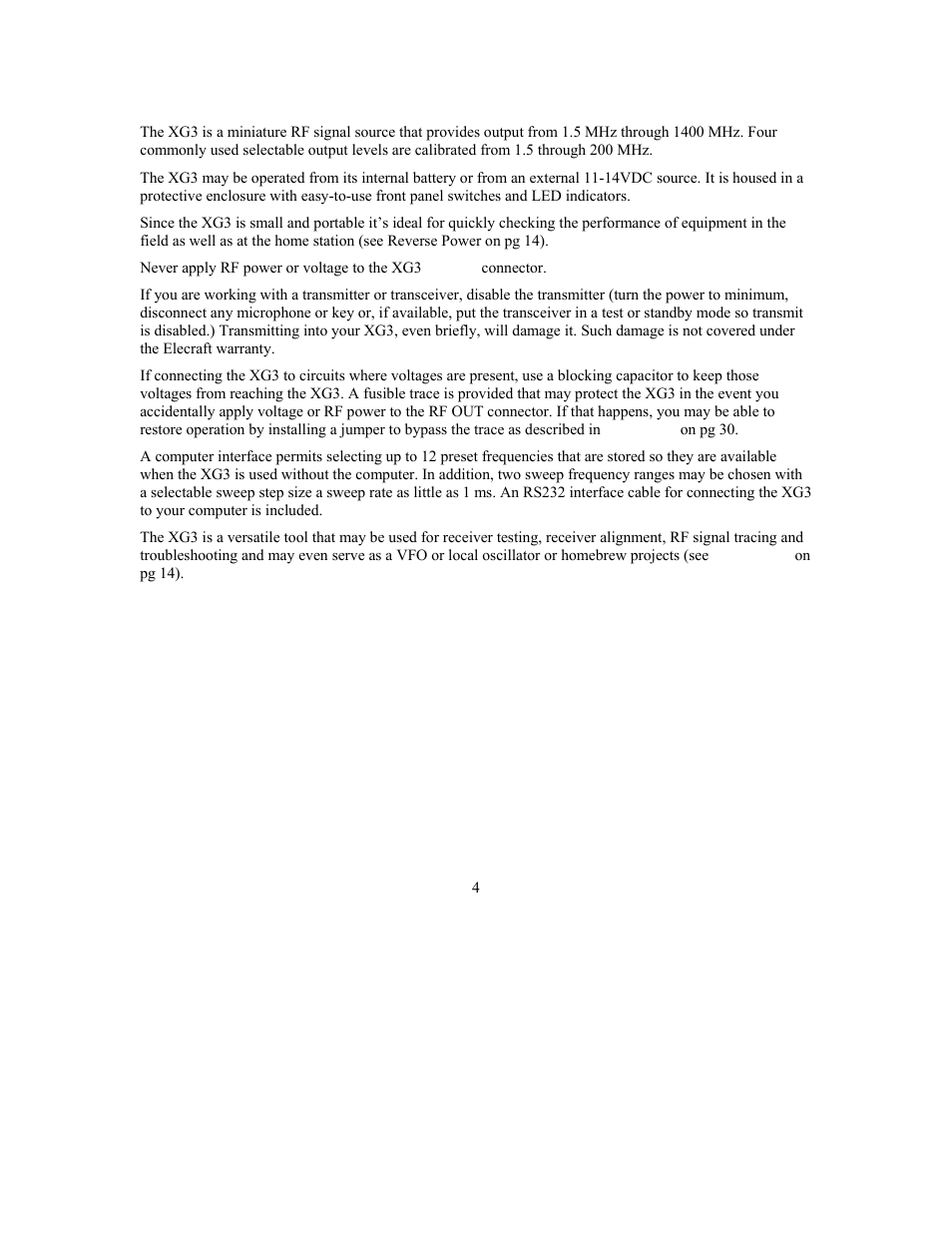 Elecraft XG3 RF User Manual | Page 4 / 31