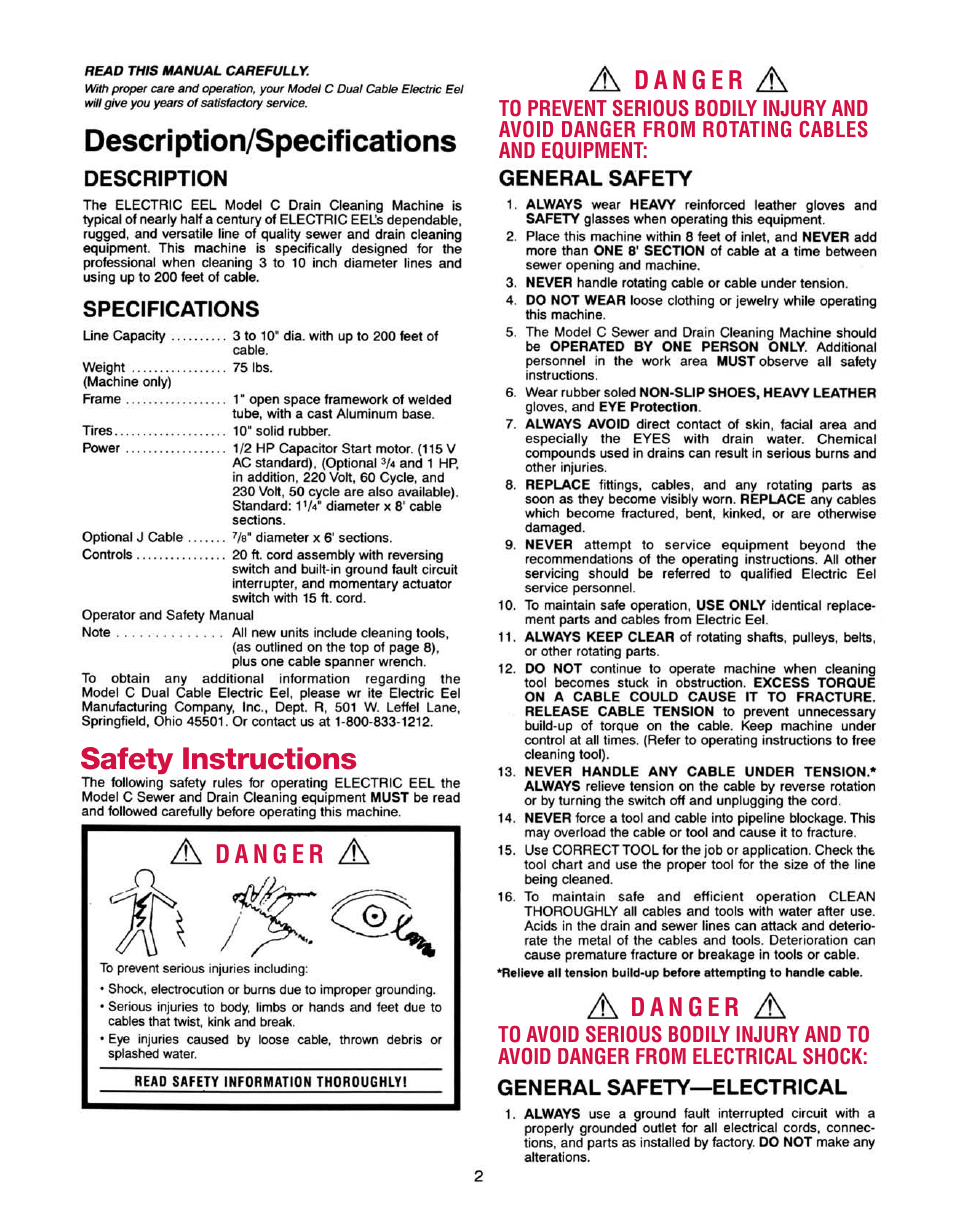 Safety instructions | Electric Eel C User Manual | Page 2 / 8