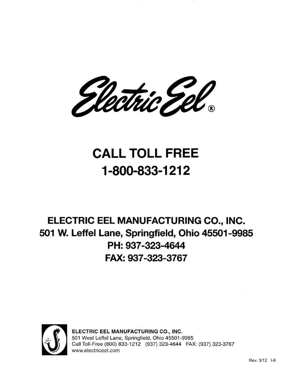 Electric Eel E-AF User Manual | Page 8 / 8