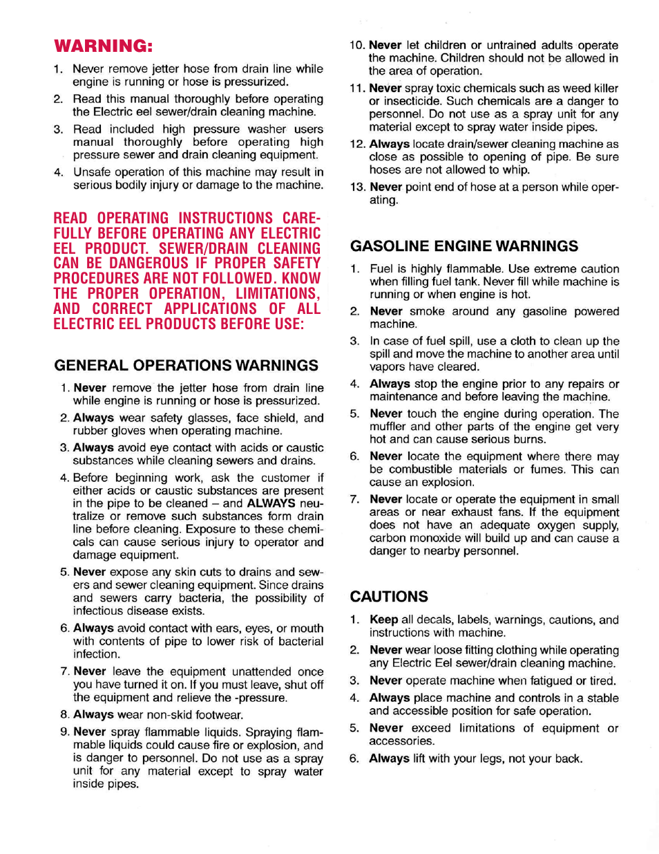 Electric Eel EJ3000 Gasoline Jetter User Manual | Page 3 / 8