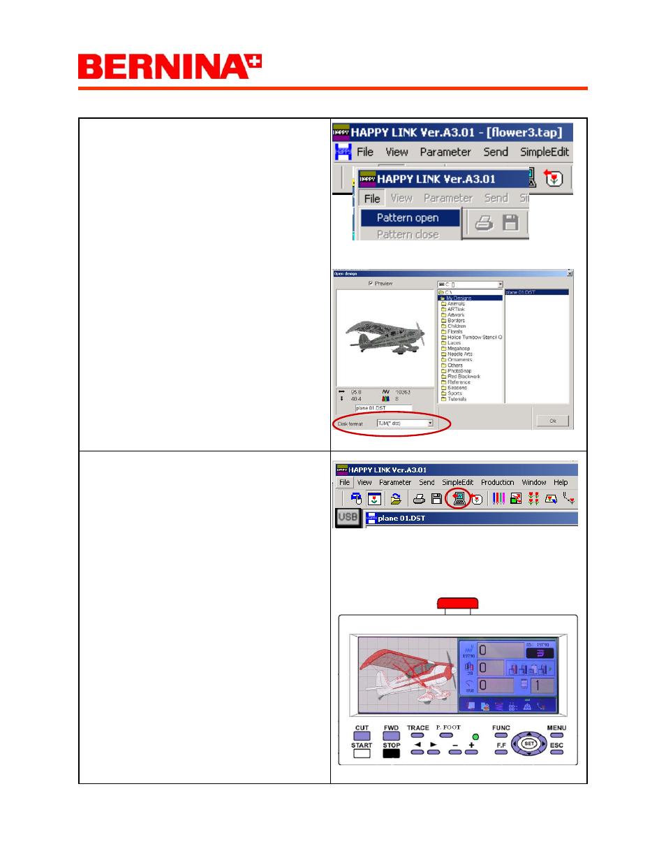 Happy voyager, Transferring pattern using happy link 06 | Bernina Happy Voyager User Manual | Page 18 / 78