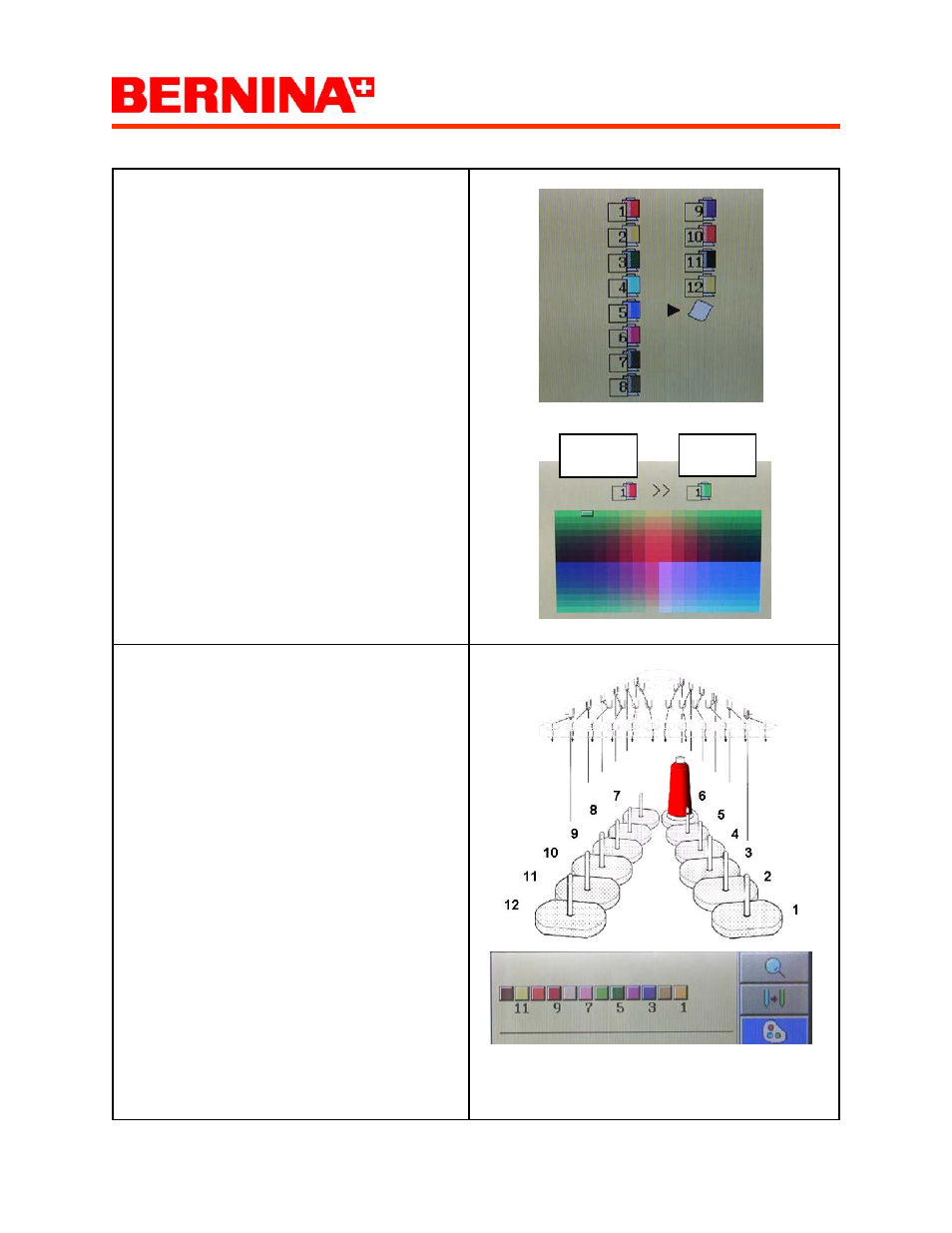 Happy voyager, Programming thread colors for the needles 12 | Bernina Happy Voyager User Manual | Page 30 / 78