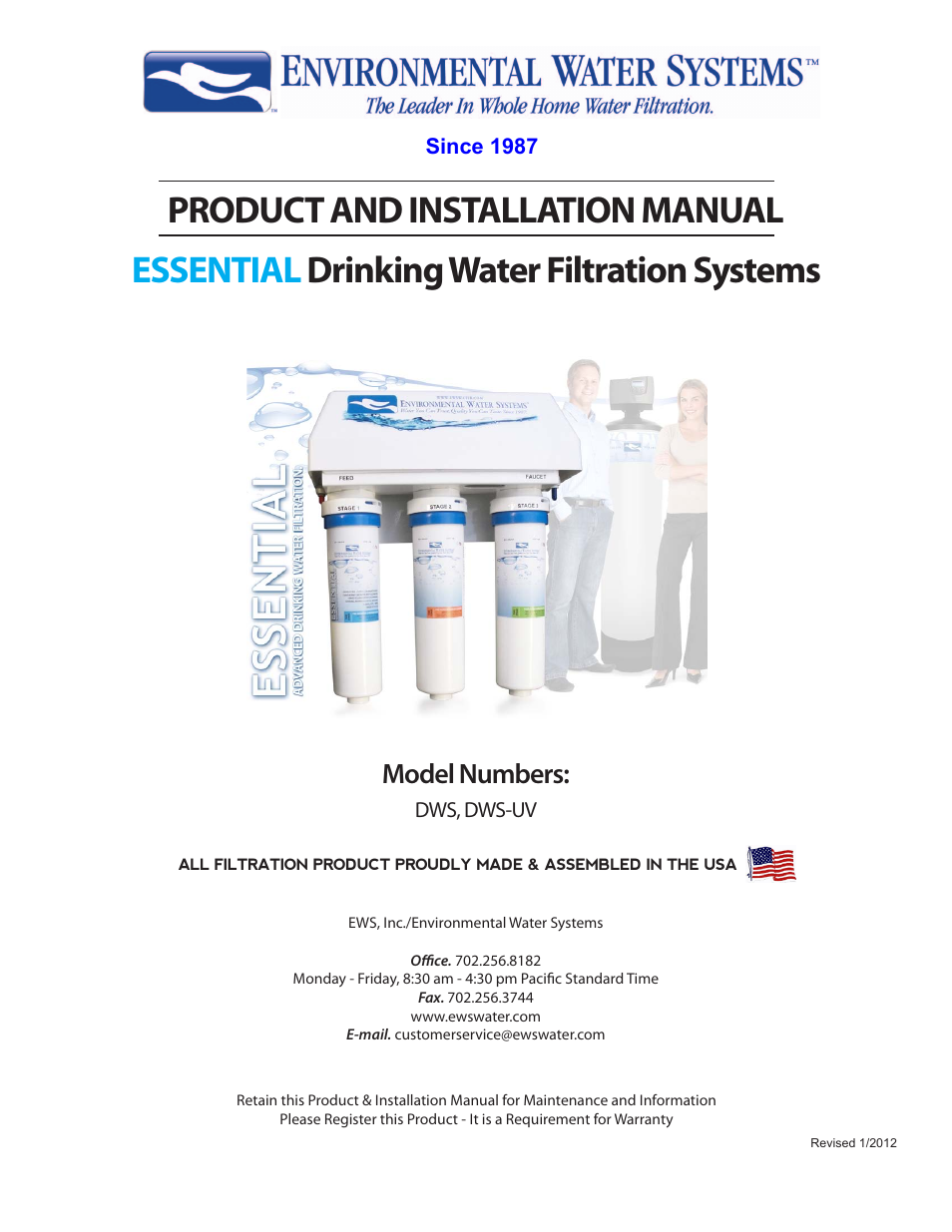 Environmental Water Systems DWS-UV User Manual | 16 pages