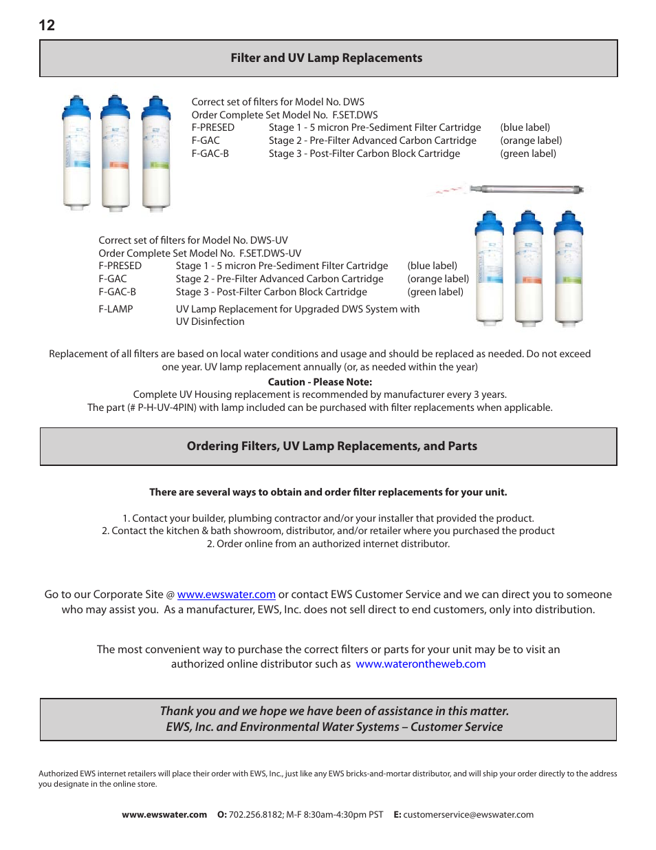 Environmental Water Systems DWS-UV User Manual | Page 12 / 16