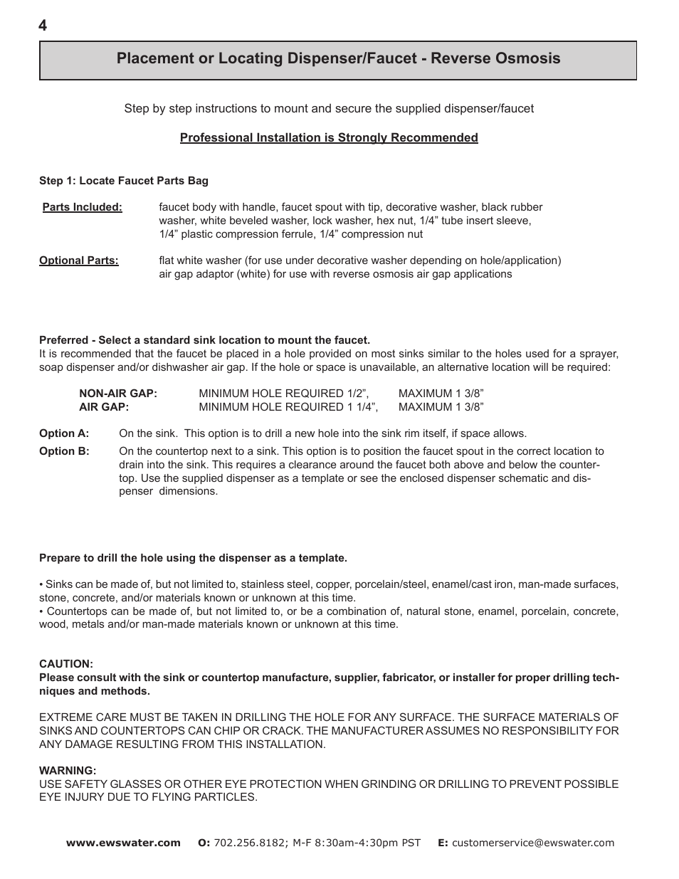 Environmental Water Systems RO4-UV User Manual | Page 4 / 26