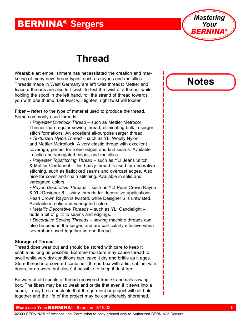 Bernina, Sergers, Mastering your bernina | Bernina Sergers User Manual | Page 9 / 134