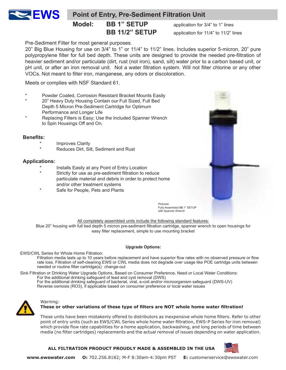 Environmental Water Systems BB 11/2” User Manual | 2 pages