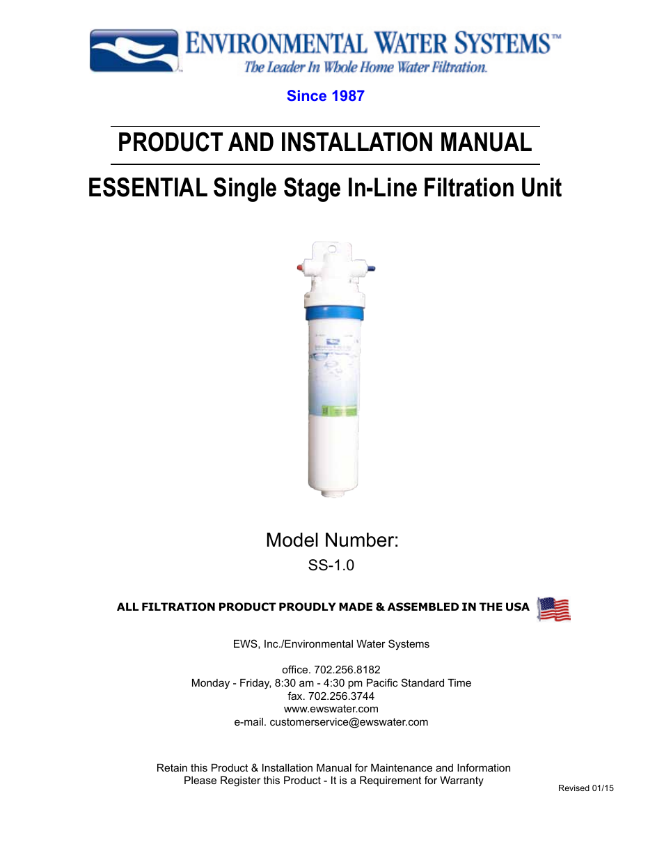 Environmental Water Systems SS-1.0 User Manual | 12 pages