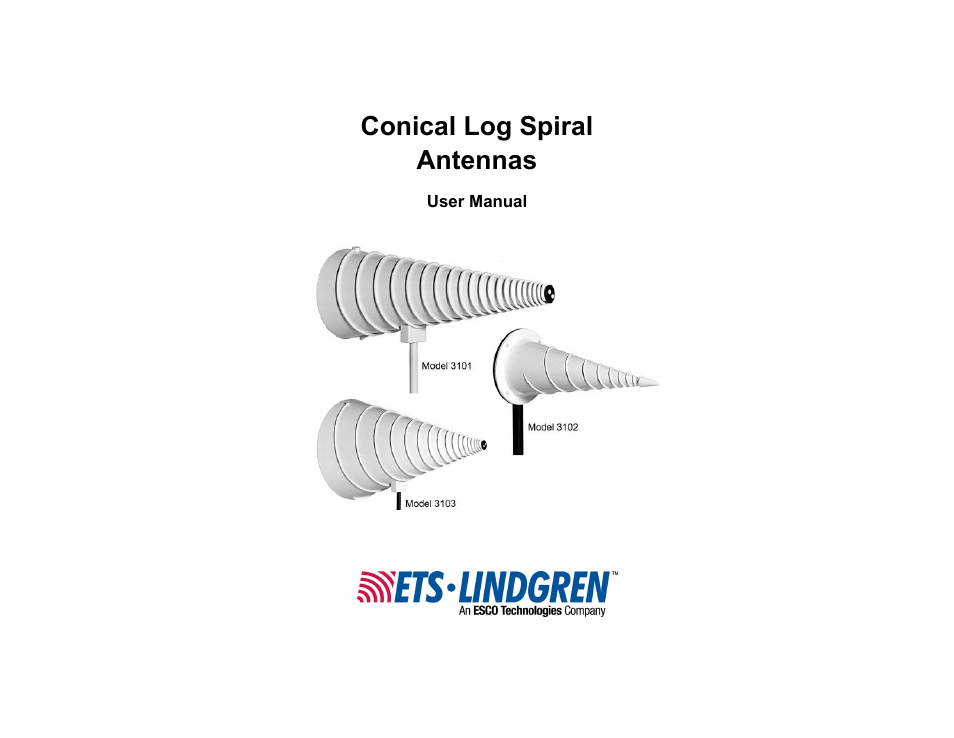 ETS-Lindgren 3103 Conical Log Spiral Antenna User Manual | 29 pages