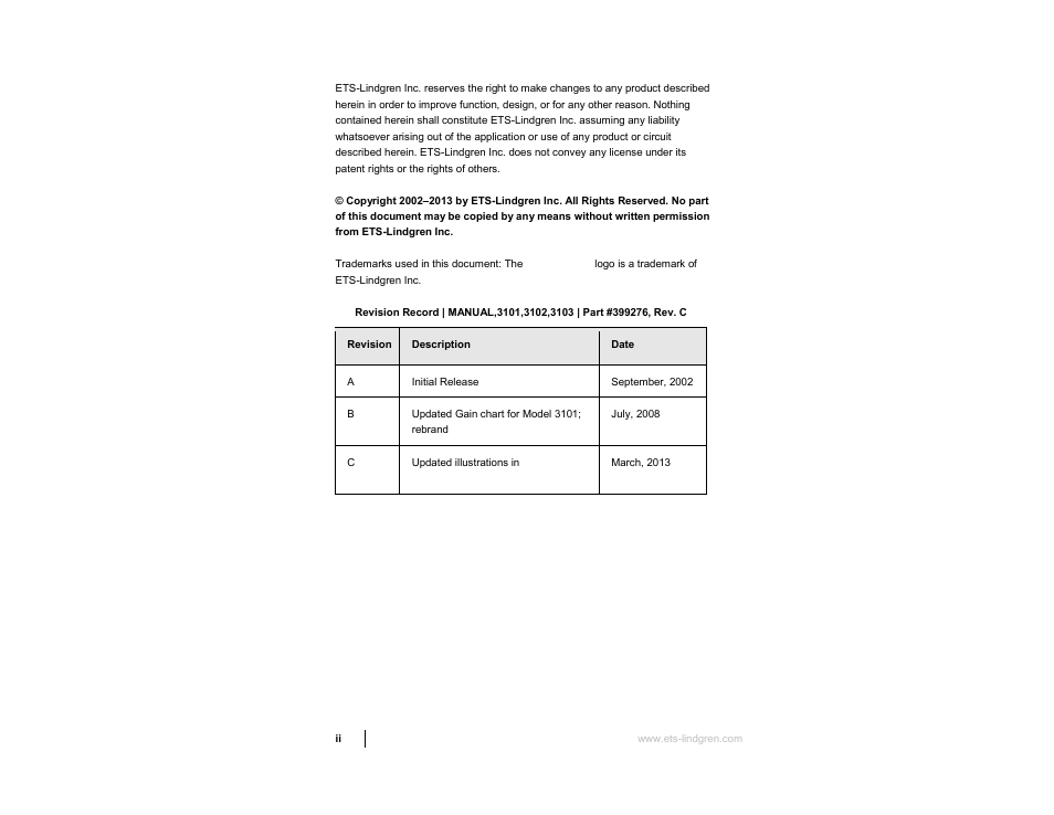ETS-Lindgren 3103 Conical Log Spiral Antenna User Manual | Page 2 / 29