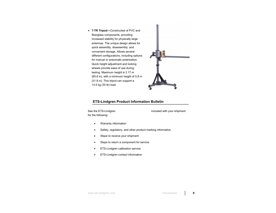 Ets-lindgren product information bulletin | ETS-Lindgren 3103 Conical Log Spiral Antenna User Manual | Page 9 / 29