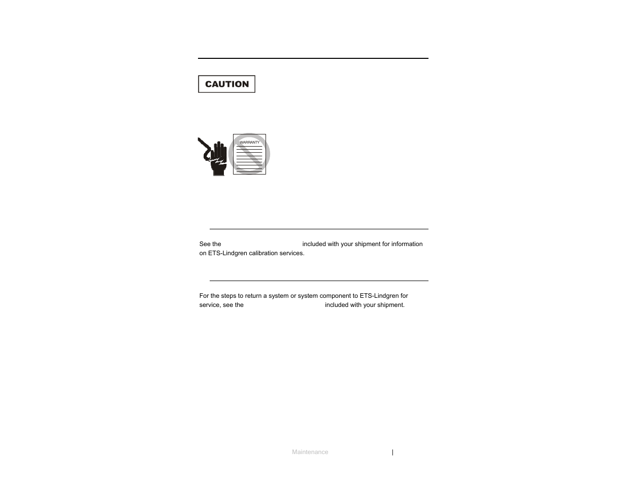 0 maintenance | ETS-Lindgren 3104C Biconical Antenna User Manual | Page 11 / 33