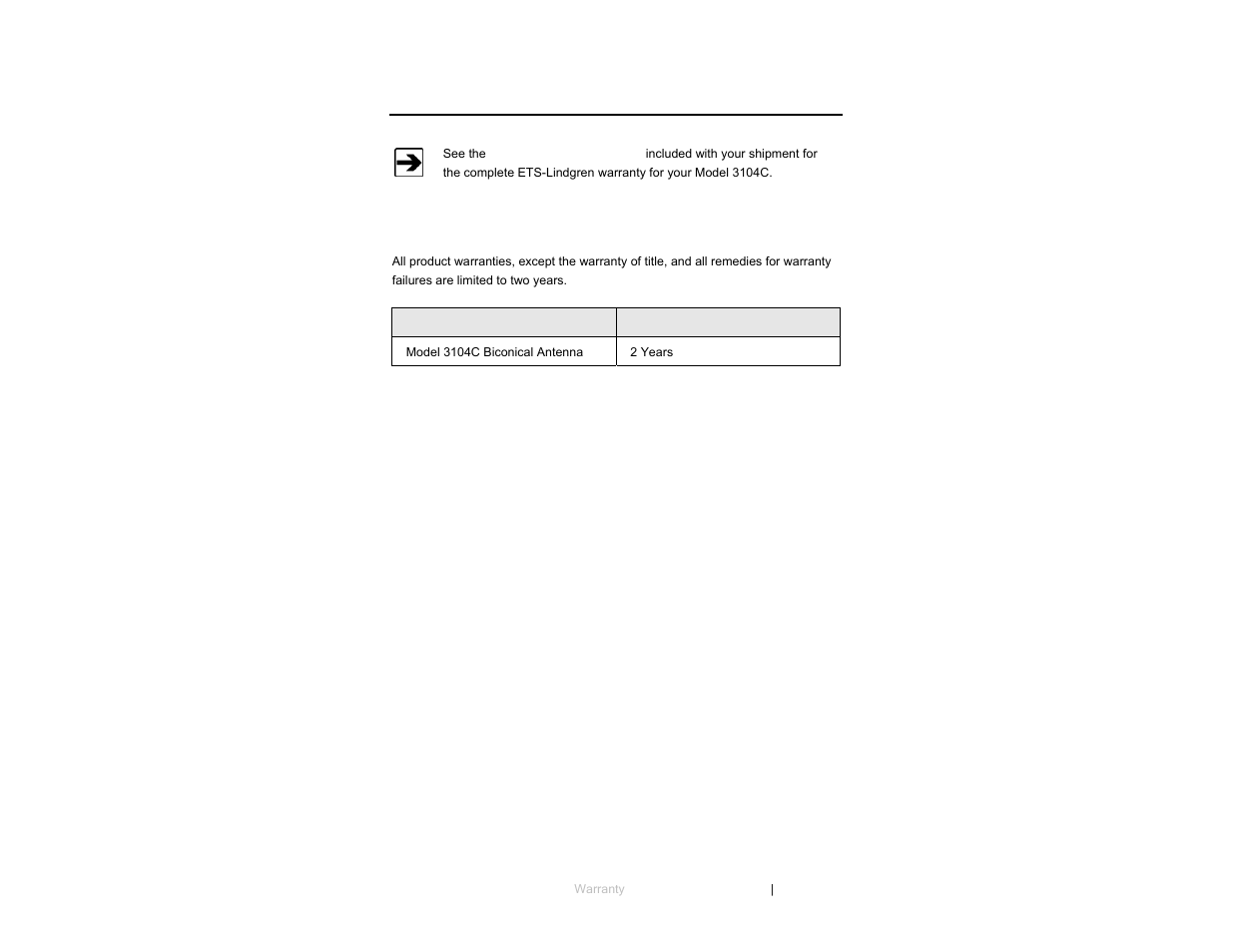 Appendix a: warranty | ETS-Lindgren 3104C Biconical Antenna User Manual | Page 33 / 33