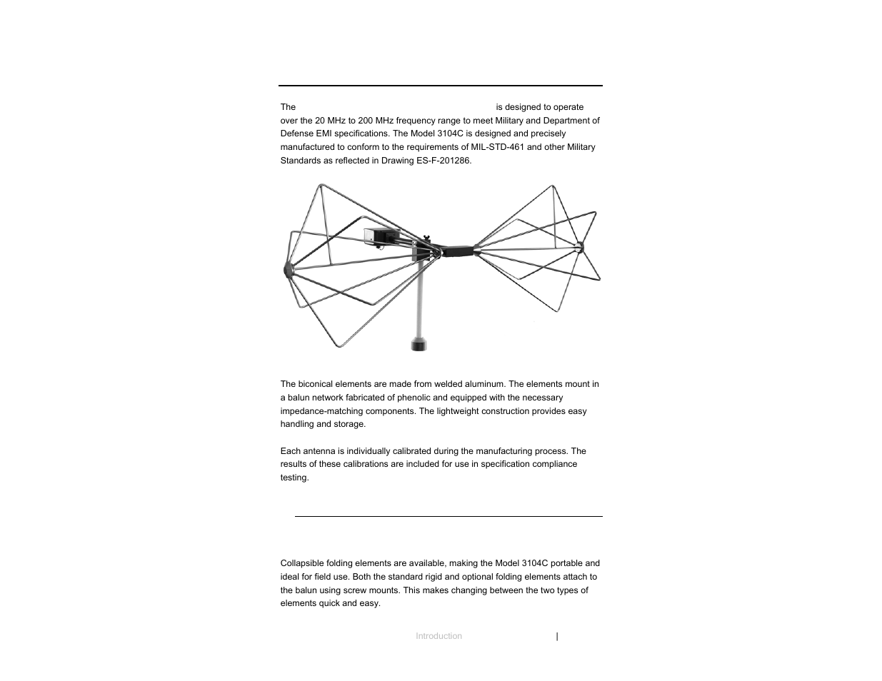 0 introduction | ETS-Lindgren 3104C Biconical Antenna User Manual | Page 7 / 33