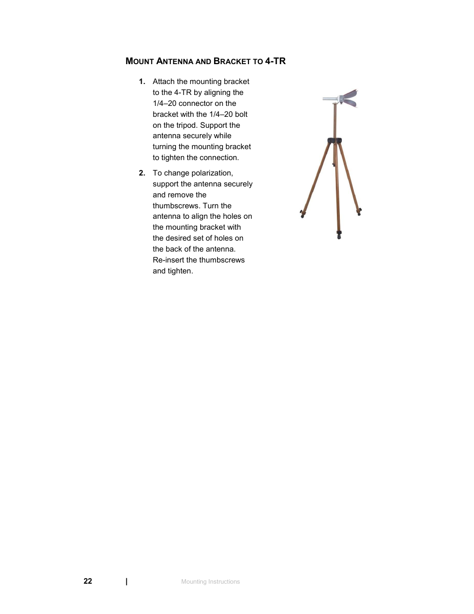 Mount antenna and bracket to 4-tr | ETS-Lindgren 3119 Double-Ridged Waveguide Horn User Manual | Page 22 / 79