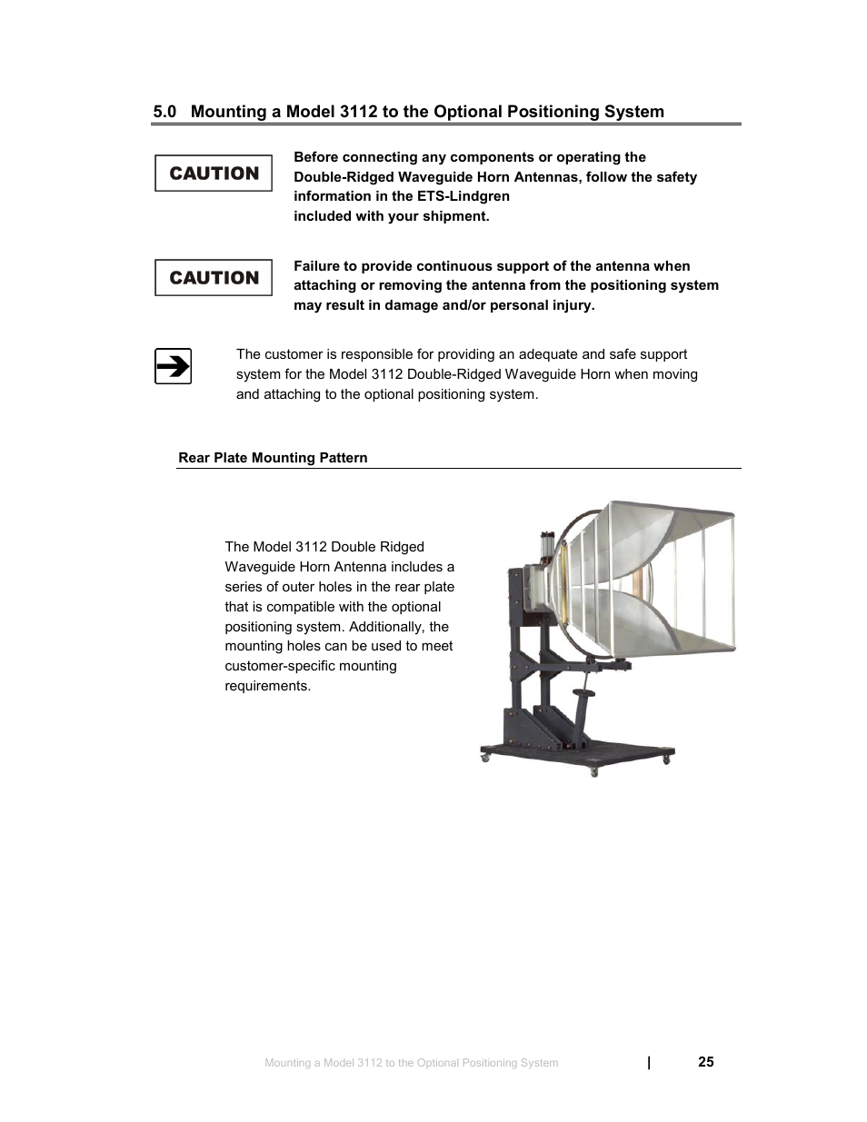Rear plate mounting pattern | ETS-Lindgren 3119 Double-Ridged Waveguide Horn User Manual | Page 25 / 79
