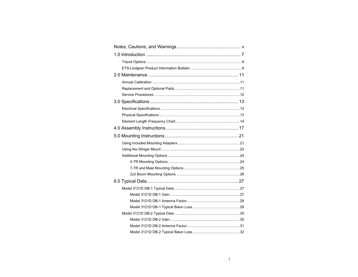 ETS-Lindgren 3121D Dipole User Manual | Page 3 / 39