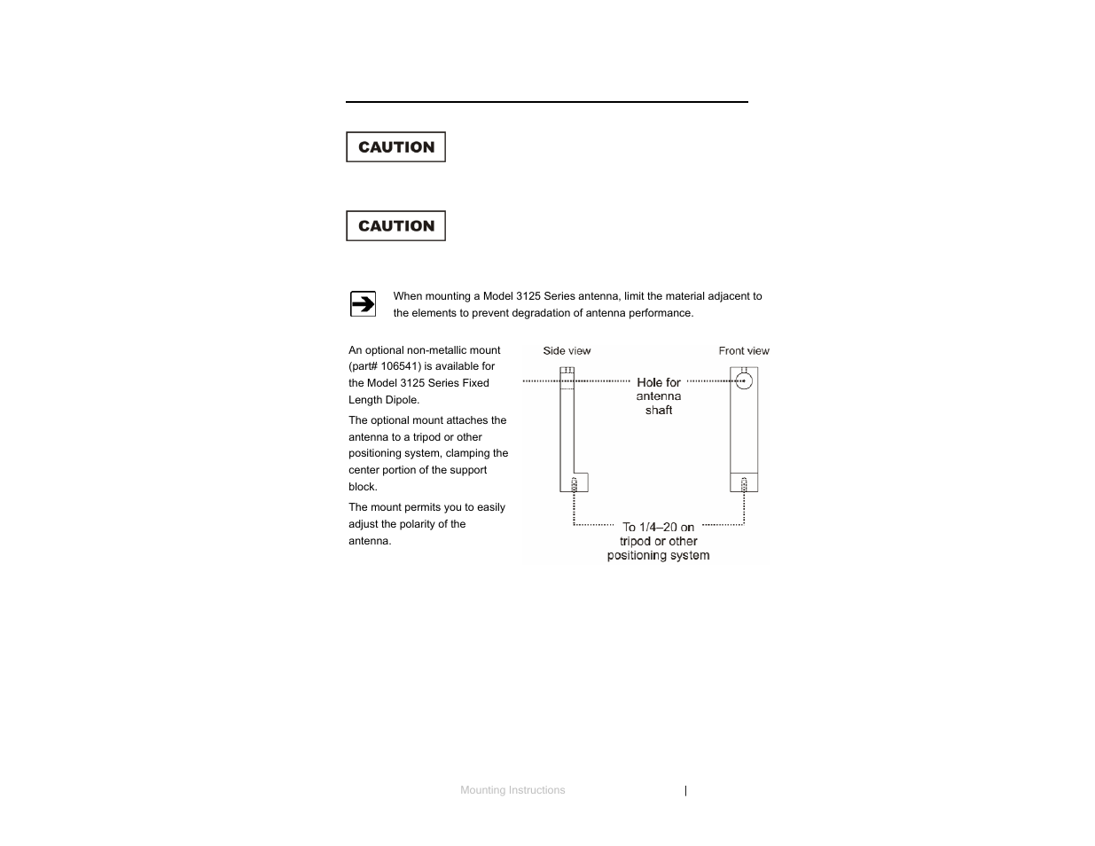 0 mounting instructions | ETS-Lindgren 3125 Precision Dipole Antenna User Manual | Page 15 / 21